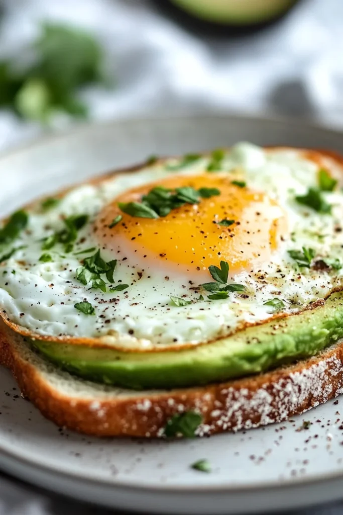 Avocado-Toast mit Tomaten, gebratenem Ei und frischem Koriander.