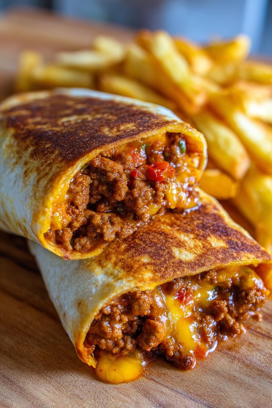 kase hackfleisch burritos mit pommes einfach zubereiten