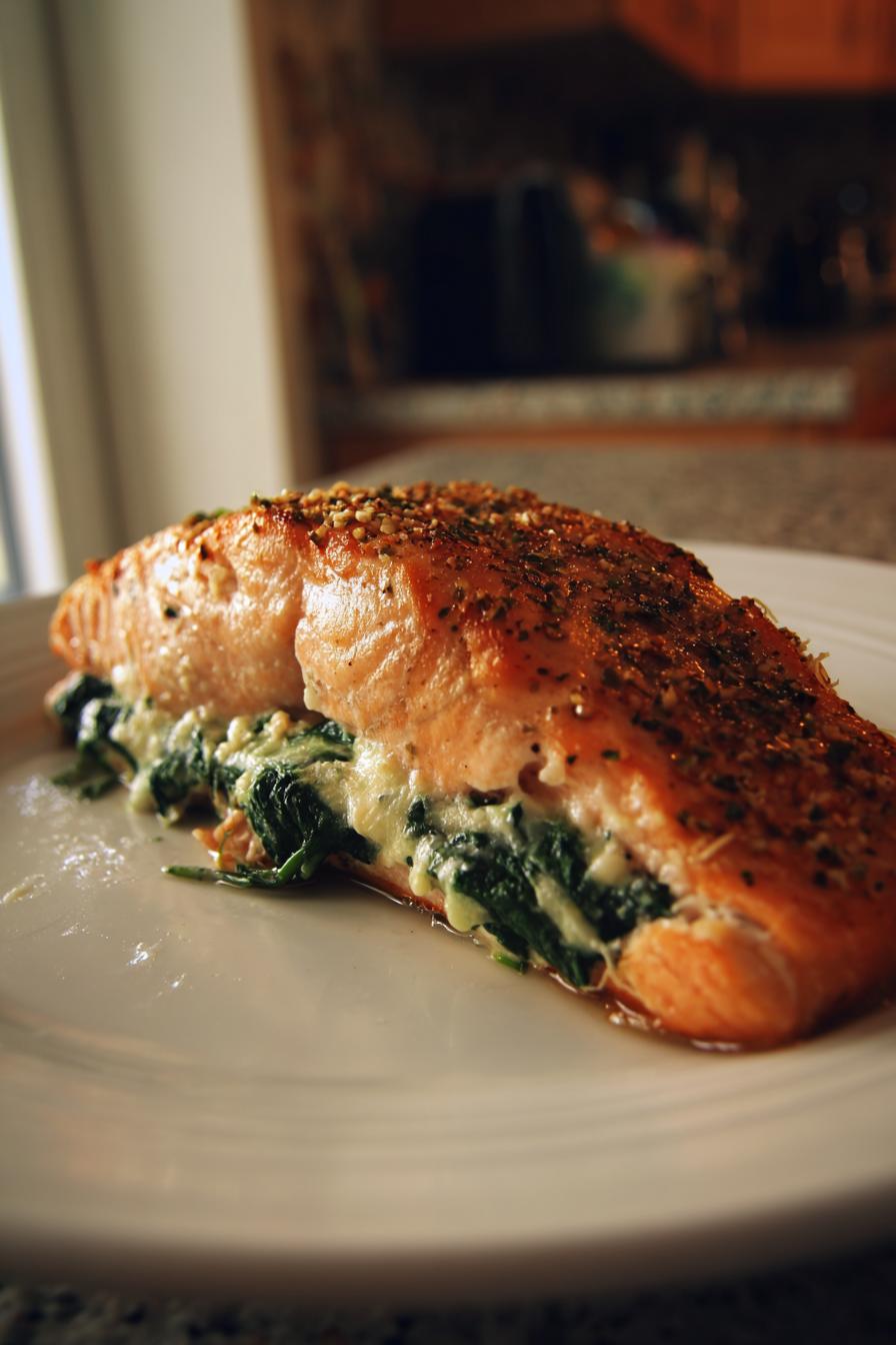 schwarzer lachs mit spinat und parmesan gefullt begeistert - detail 2