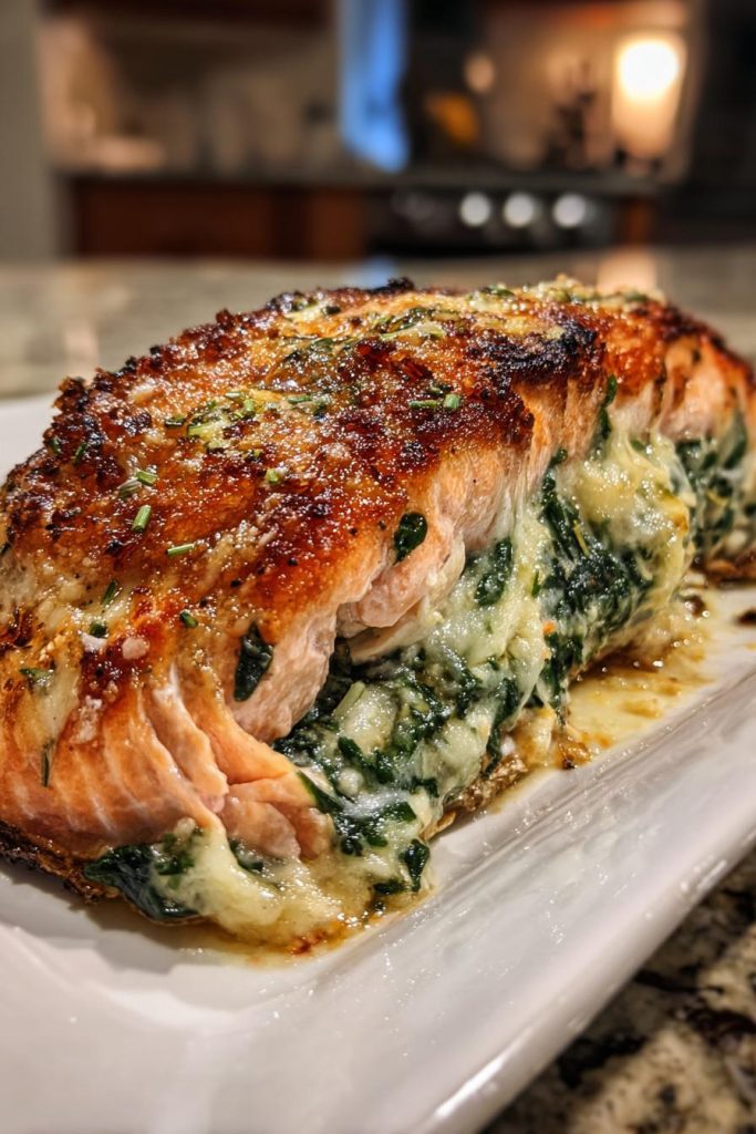 schwarzer lachs mit spinat und parmesan gefullt begeistert