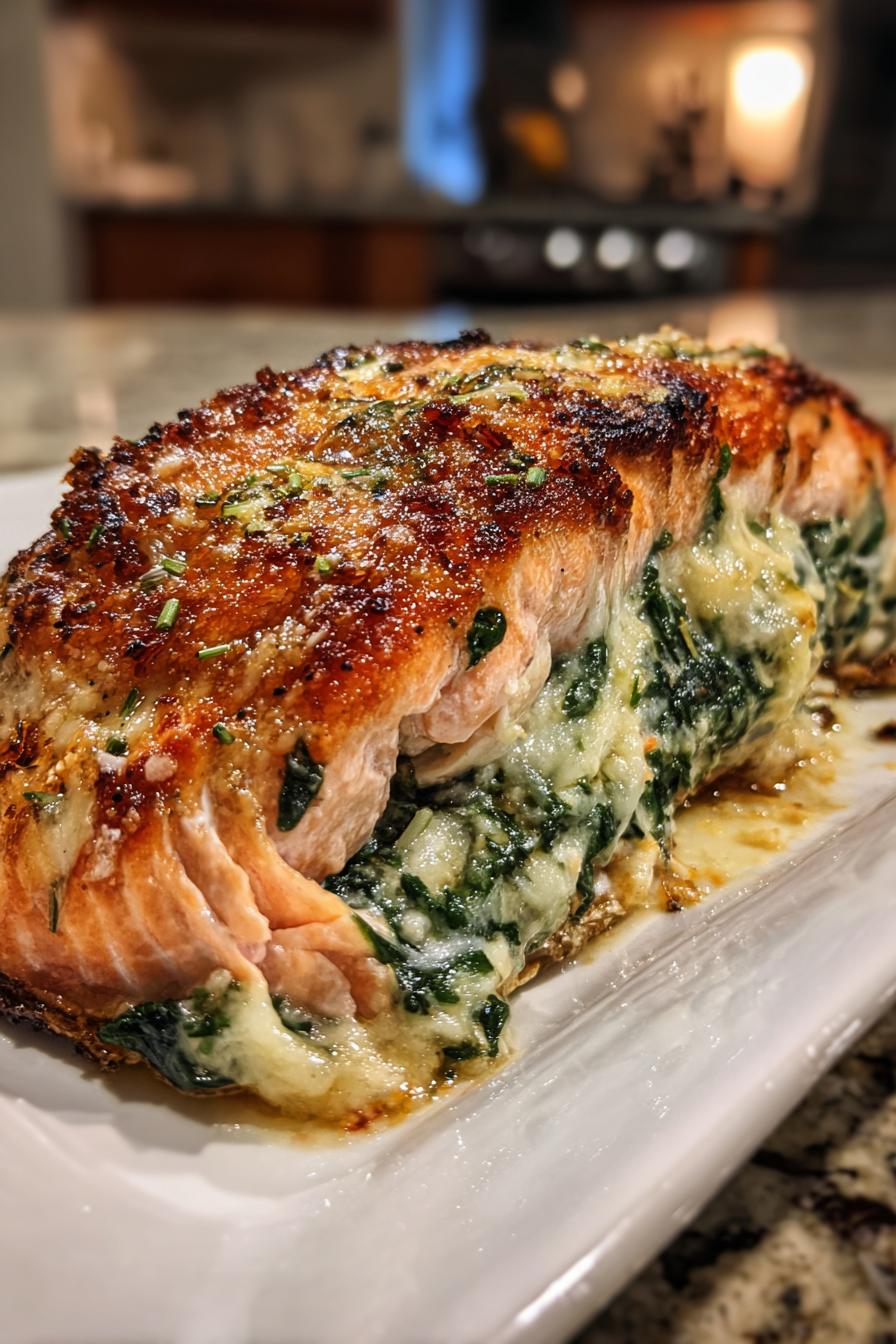 schwarzer lachs mit spinat und parmesan gefullt begeistert